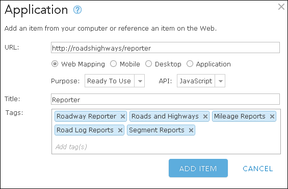 Registering the Roadway Reporter application Registering the Roadway Reporter application